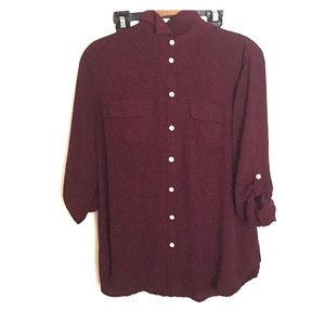 Maroon Button Down from LOFT